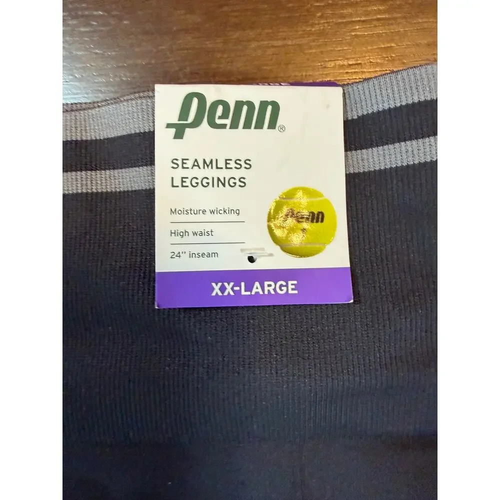 NWT Penn High Waist Tennis Leggings Black XXL Seamless Moisture Wicking